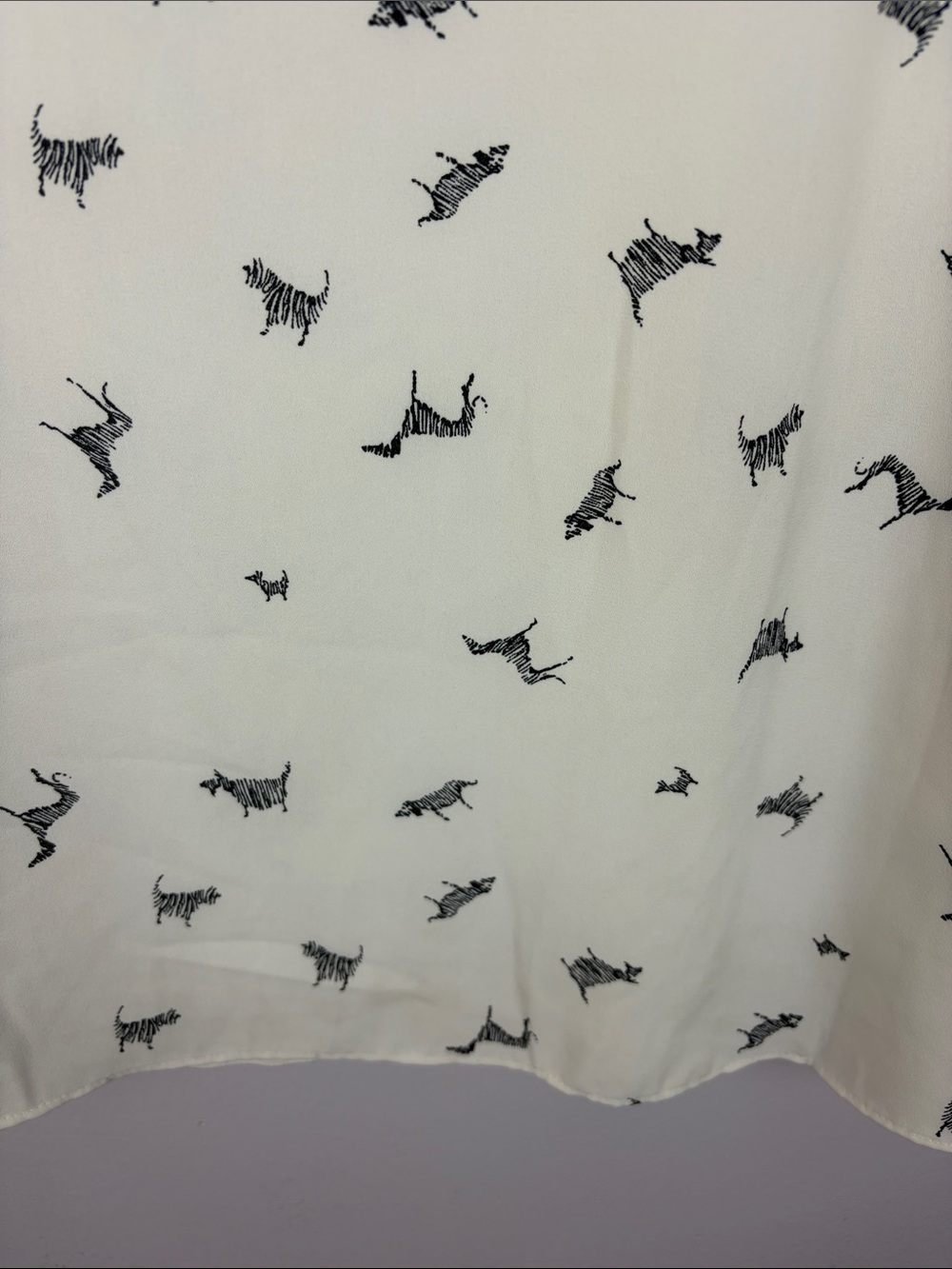 RW&CO Zebra Print Mixed Media Blouse Large Ivory Black 3/4 Sleeve - Picture 9 of 13